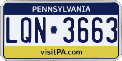 PA license plate LQN3663