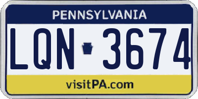 PA license plate LQN3674