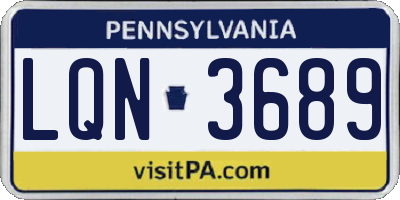 PA license plate LQN3689