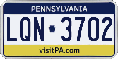 PA license plate LQN3702