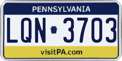 PA license plate LQN3703