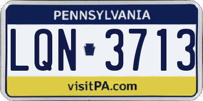 PA license plate LQN3713