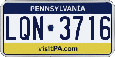 PA license plate LQN3716
