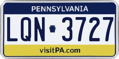 PA license plate LQN3727