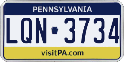 PA license plate LQN3734