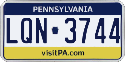 PA license plate LQN3744