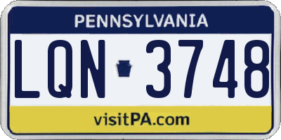 PA license plate LQN3748