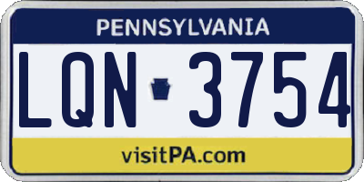 PA license plate LQN3754