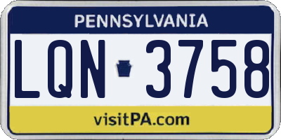 PA license plate LQN3758