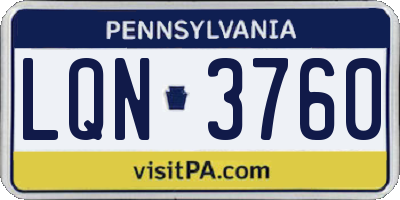 PA license plate LQN3760