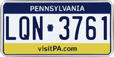 PA license plate LQN3761