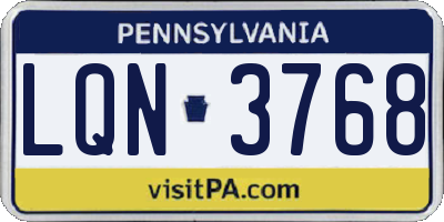 PA license plate LQN3768