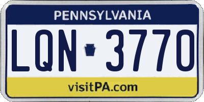 PA license plate LQN3770