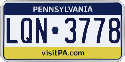 PA license plate LQN3778