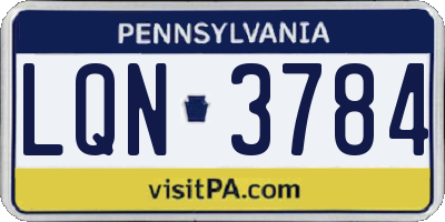 PA license plate LQN3784