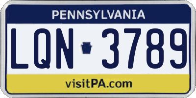 PA license plate LQN3789