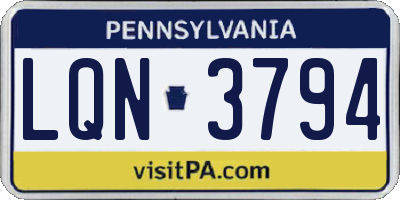 PA license plate LQN3794