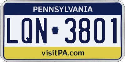 PA license plate LQN3801