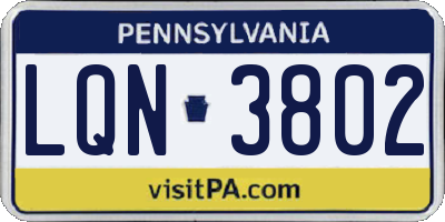 PA license plate LQN3802