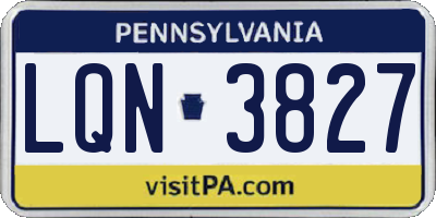 PA license plate LQN3827