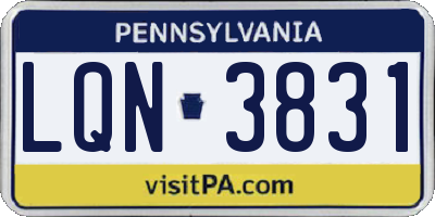 PA license plate LQN3831