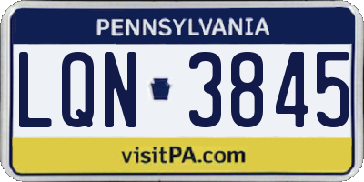 PA license plate LQN3845
