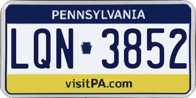 PA license plate LQN3852