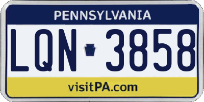 PA license plate LQN3858