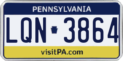 PA license plate LQN3864