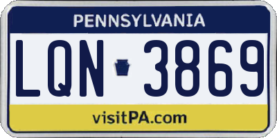 PA license plate LQN3869