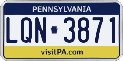 PA license plate LQN3871