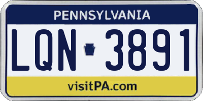 PA license plate LQN3891