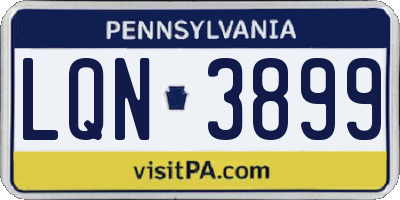 PA license plate LQN3899