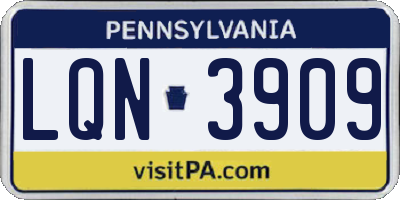 PA license plate LQN3909