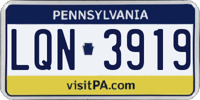 PA license plate LQN3919