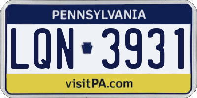 PA license plate LQN3931