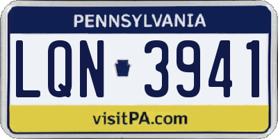 PA license plate LQN3941