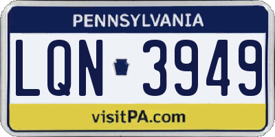 PA license plate LQN3949