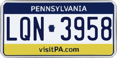 PA license plate LQN3958