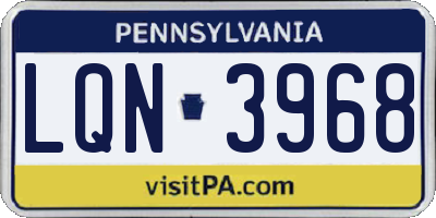 PA license plate LQN3968