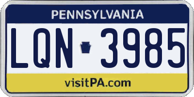 PA license plate LQN3985