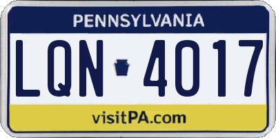 PA license plate LQN4017