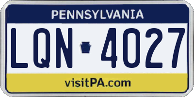 PA license plate LQN4027