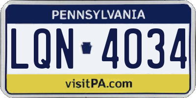 PA license plate LQN4034