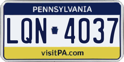 PA license plate LQN4037