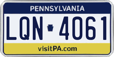 PA license plate LQN4061