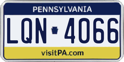PA license plate LQN4066