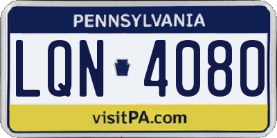 PA license plate LQN4080