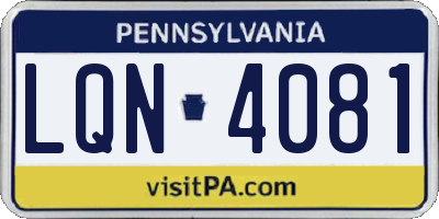 PA license plate LQN4081