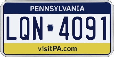 PA license plate LQN4091